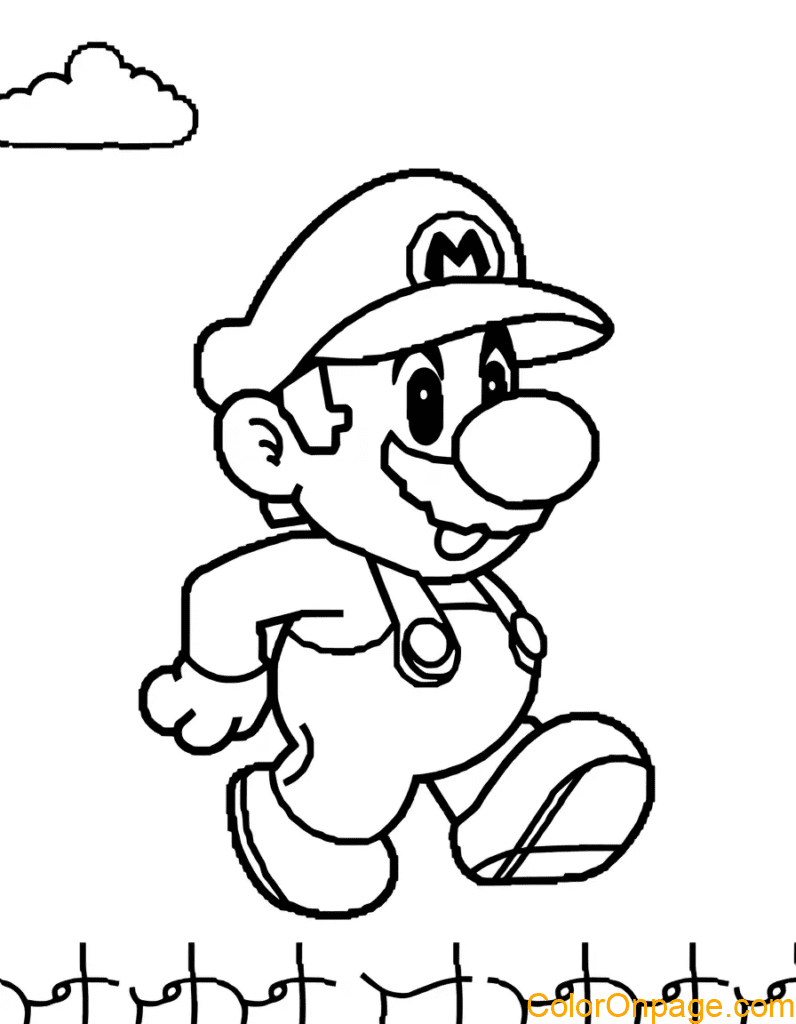 Pixel Style Mario Coloring Page (12)
