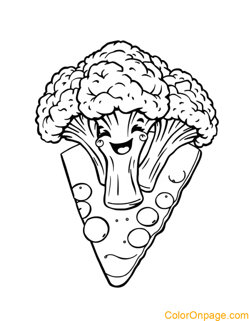 Pizza Topping Broccoli Coloring Page