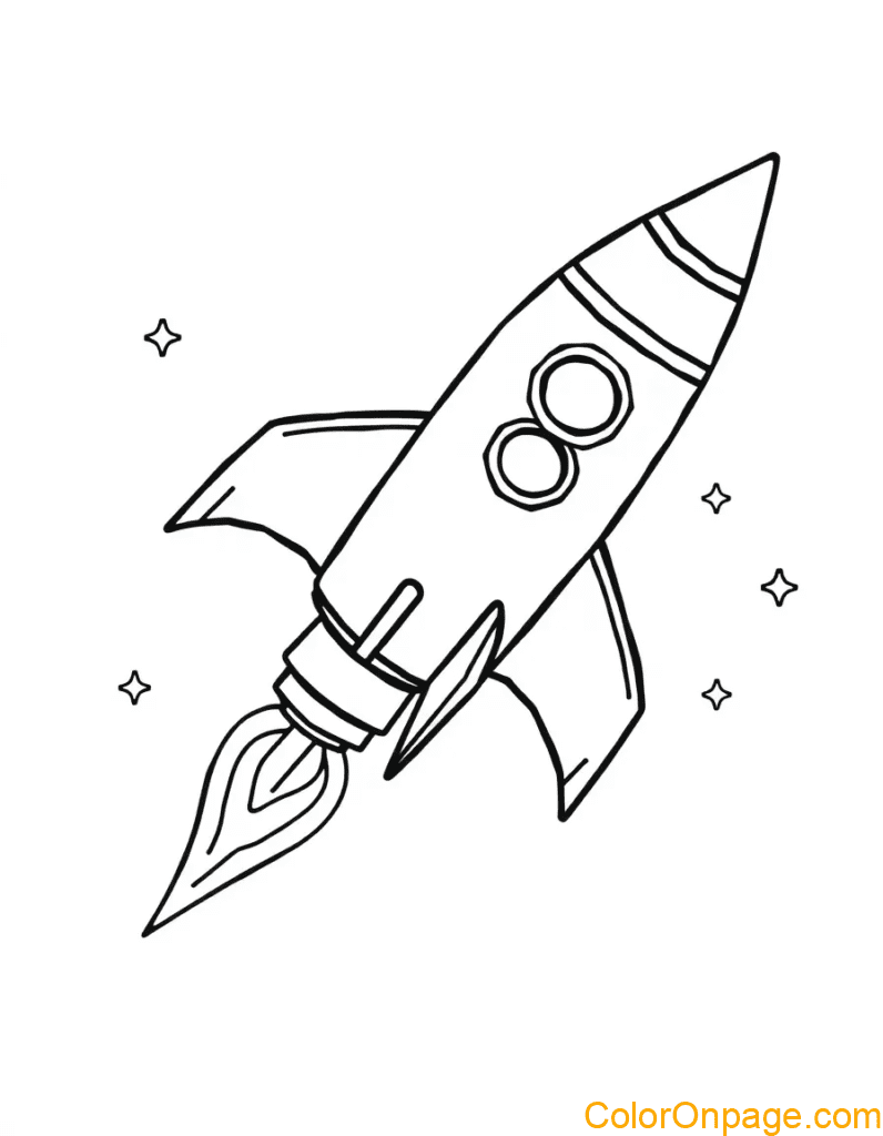 Rocket Ship Coloring Page