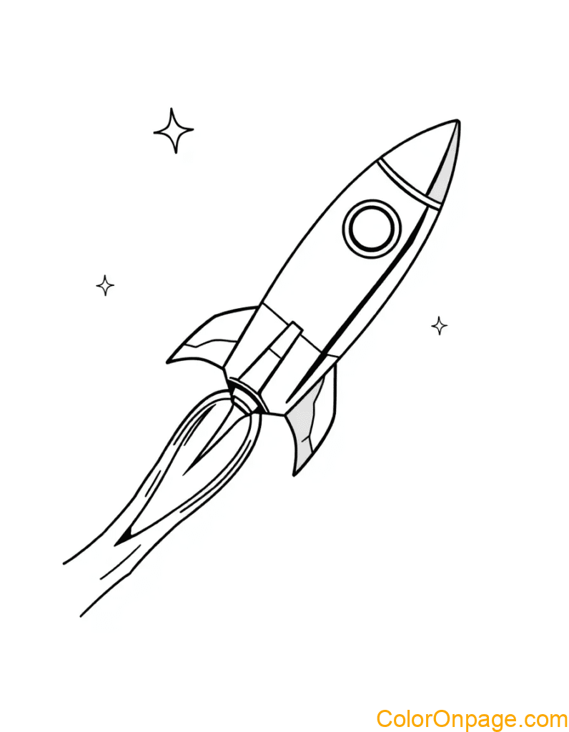 Rocket Ship Blast-Off Coloring Page