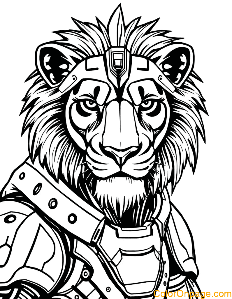 Sci Fi Style Lion Coloring Page (19)