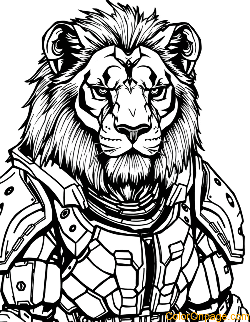 Sci Fi Style Lion Coloring Page (2)