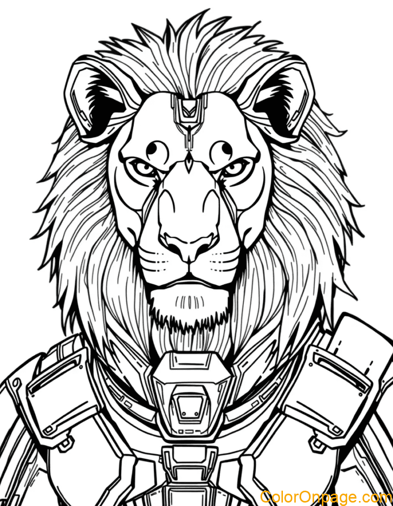 Sci Fi Style Lion Coloring Page (2)
