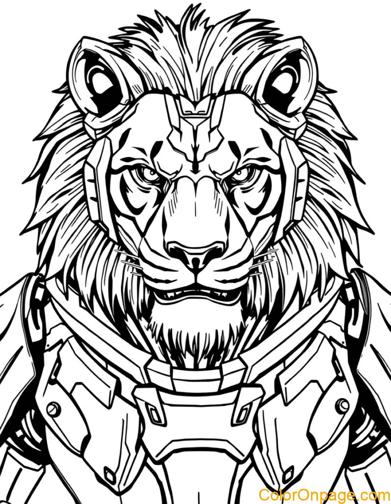 Sci Fi Style Lion Coloring Page (2)