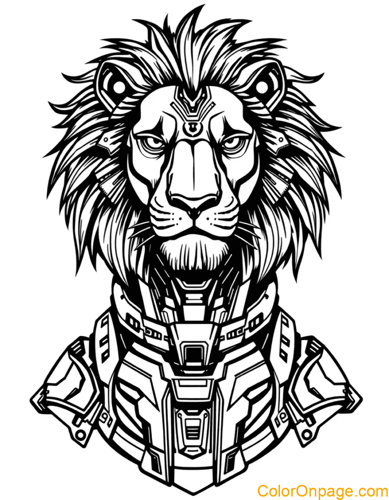 Sci Fi Style Lion Coloring Page (2)