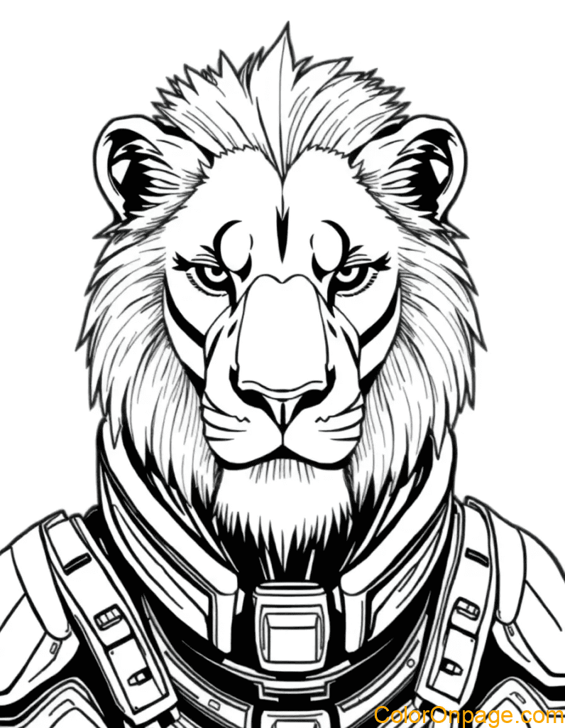 Sci Fi Style Lion Coloring Page (19)
