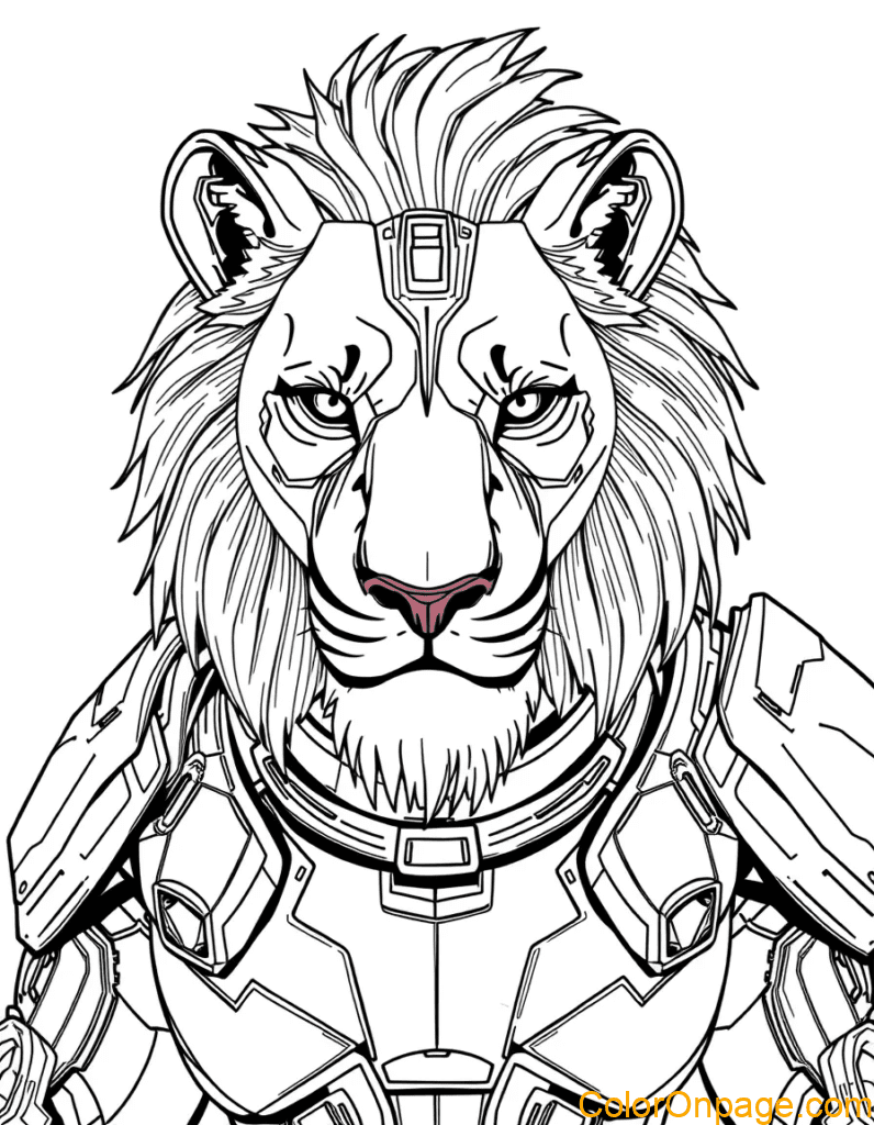 Sci Fi Style Lion Coloring Page (2)