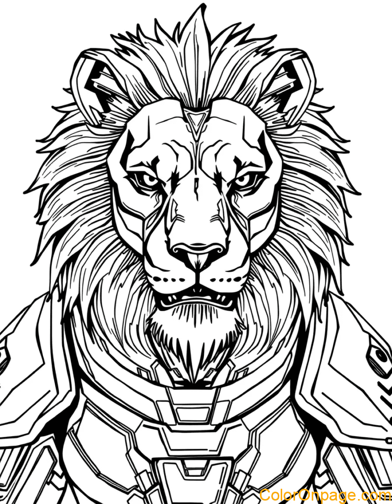 Sci Fi Style Lion Coloring Page (2)