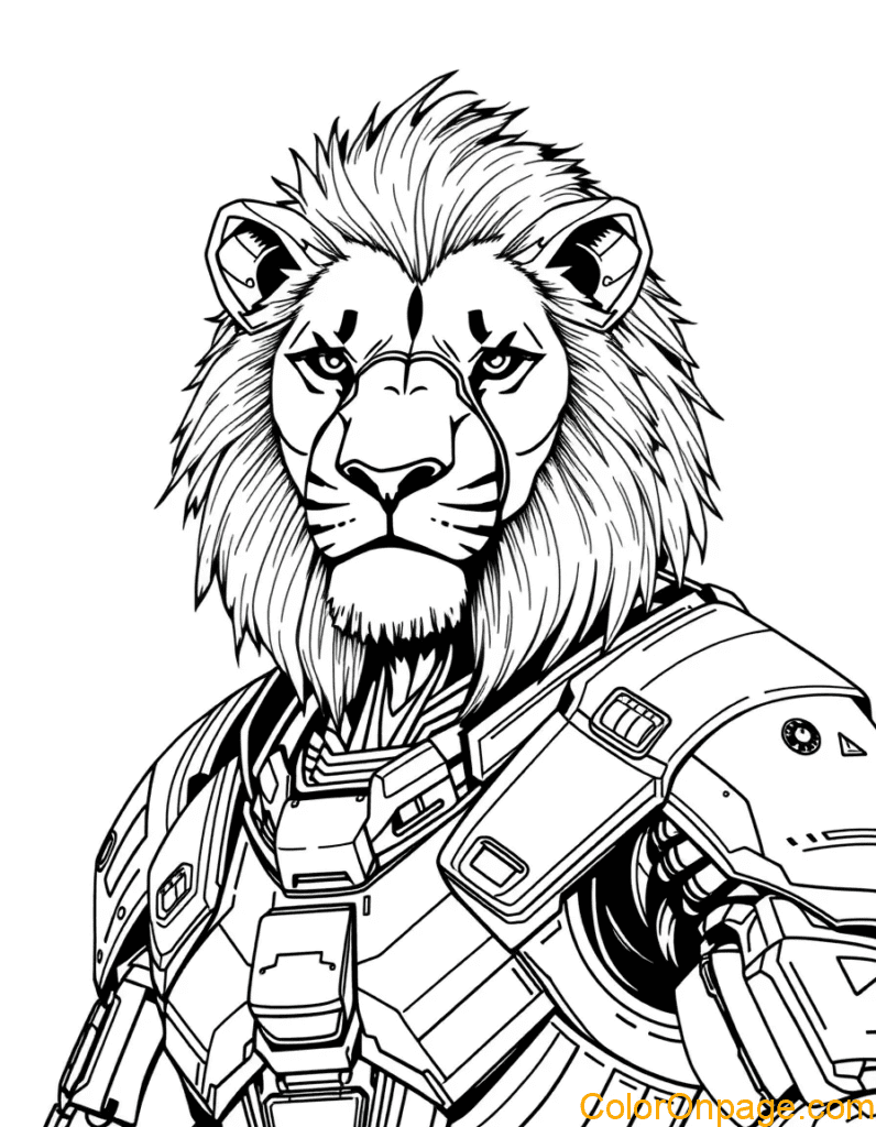 Sci Fi Style Lion Coloring Page (2)