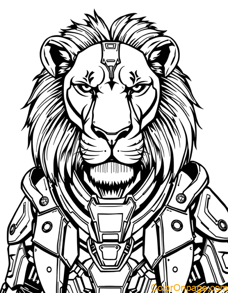 Sci Fi Style Lion Coloring Page (2)