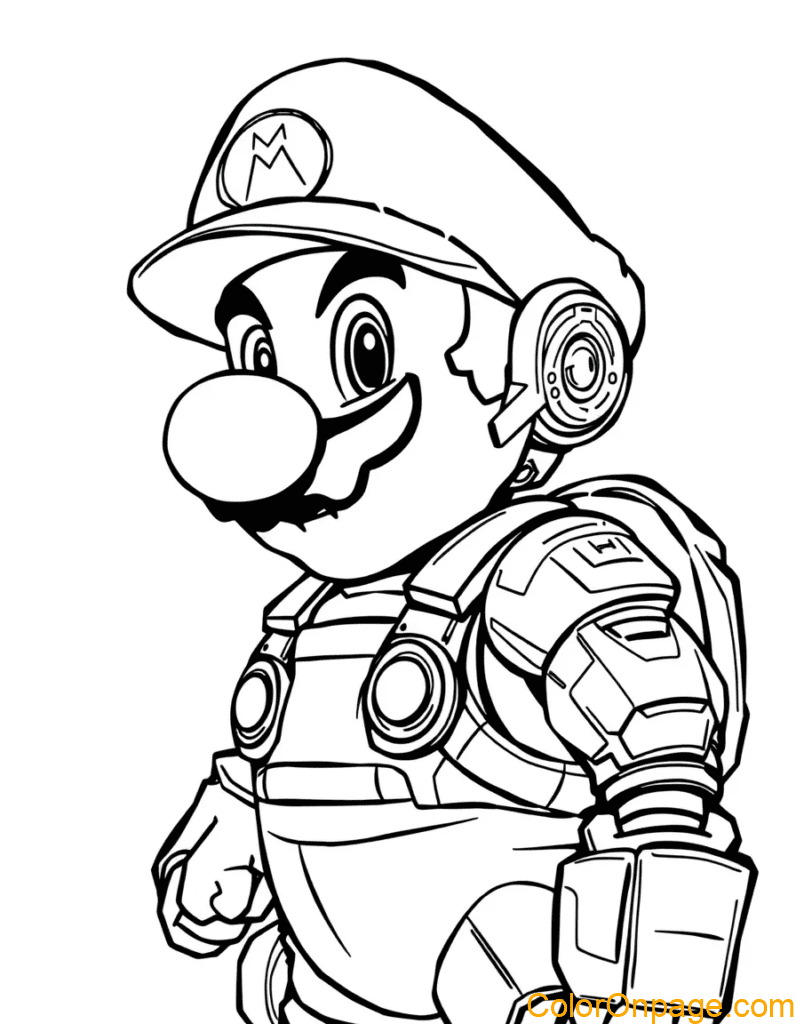 Sci Fi Style Mario Coloring Page (4)
