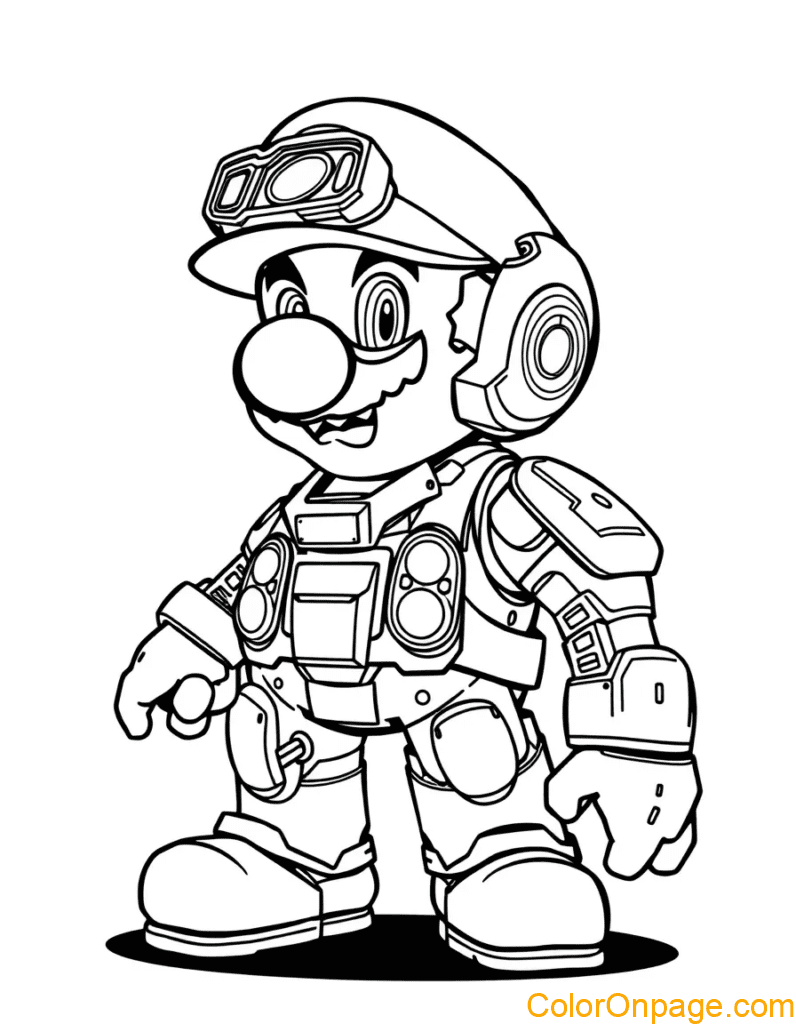 Sci Fi Style Mario Coloring Page (4)