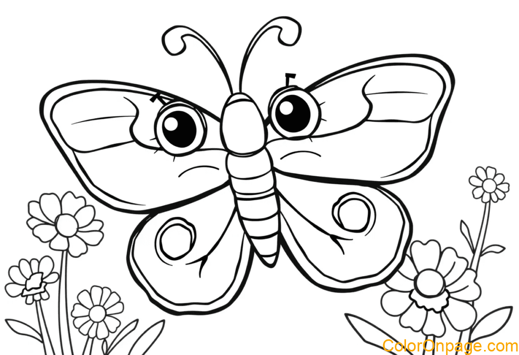 Smiling Butterfly Coloring Page