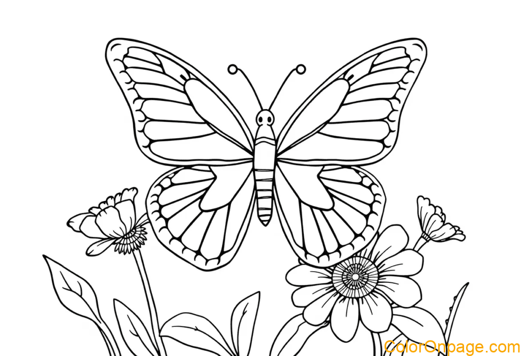 Summer Sunshine Butterfly Coloring Page