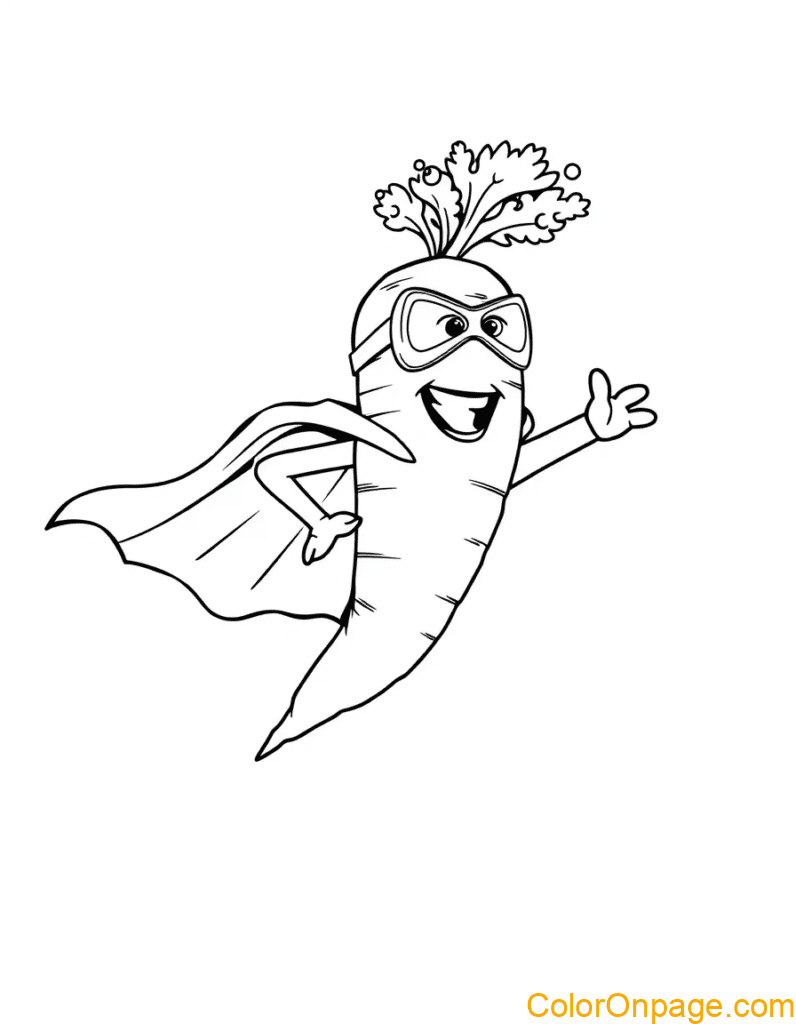 Superhero Carrot Coloring Page
