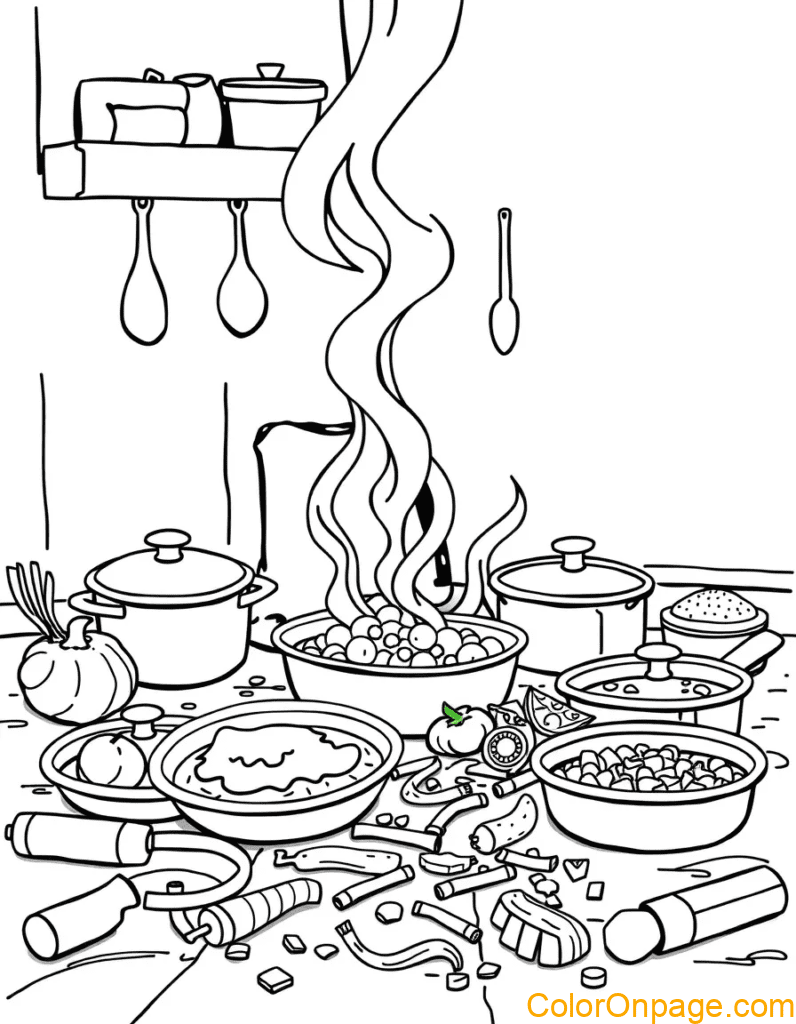 Toy Kitchen Coloring Page
