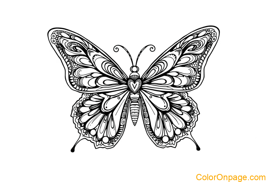 Zentangle Butterfly Coloring Page