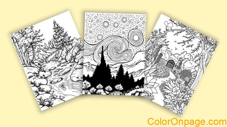 15 lovely nature themed coloring Pages