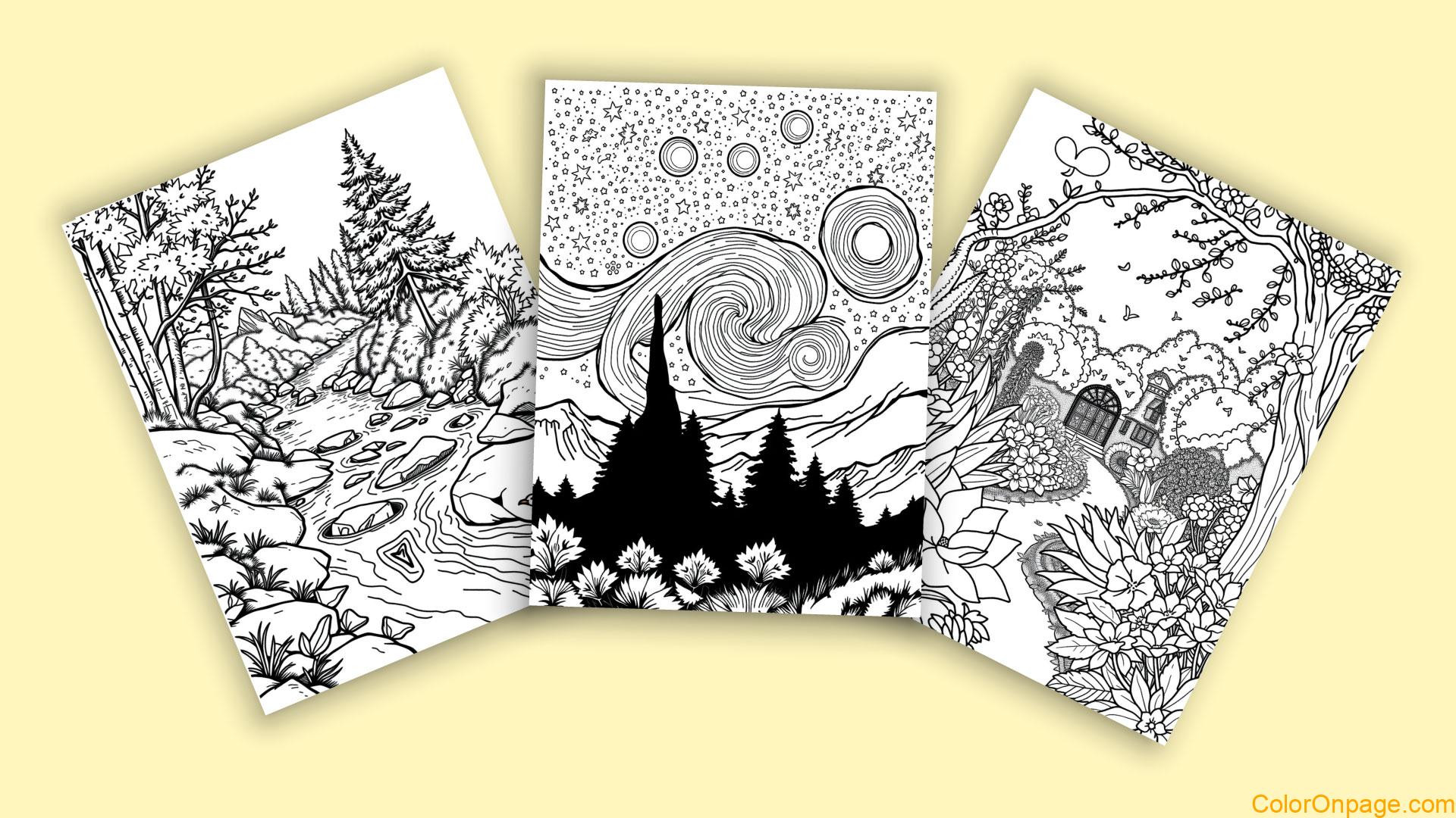15 lovely nature themed coloring Pages