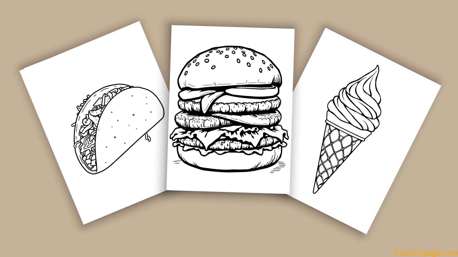 10 tasty food coloring pages