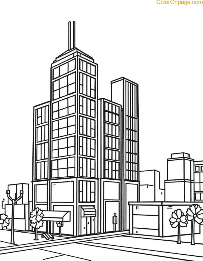 3D Cube City Coloring Page