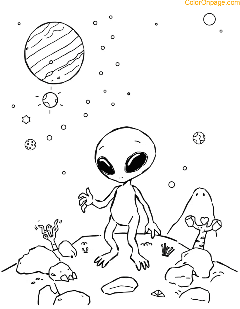 Alien Planet Coloring Page