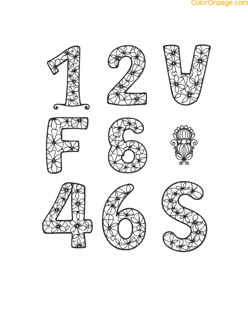 Alphabet & Numbers Pattern Play Coloring Page