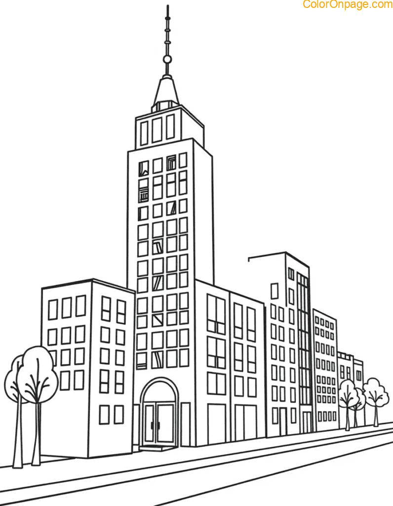 Alphabet Shape Buildings Coloring Page
