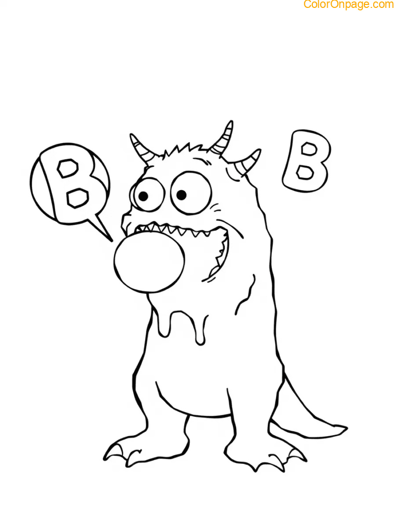 B is for Bubblegum Beast Coloring Page