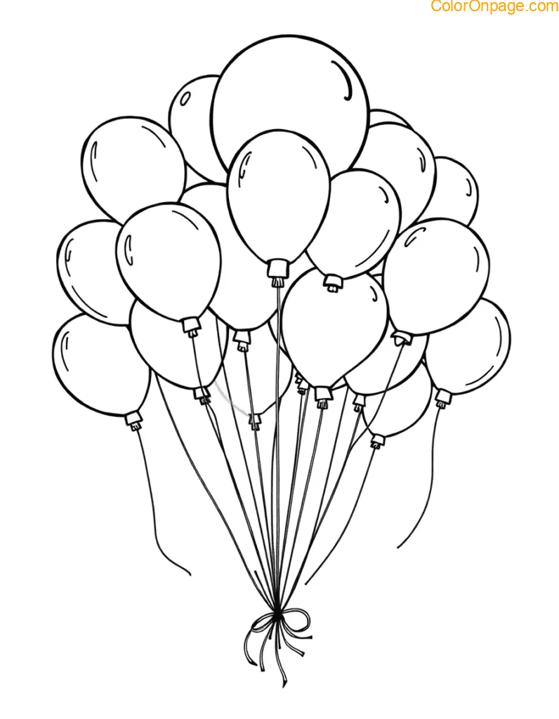 Balloon Bonanza Birthday Coloring Page
