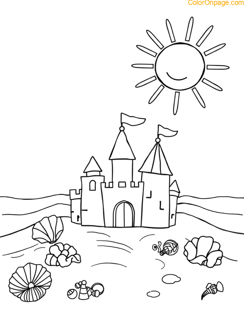 Beach Day Fun Coloring Page