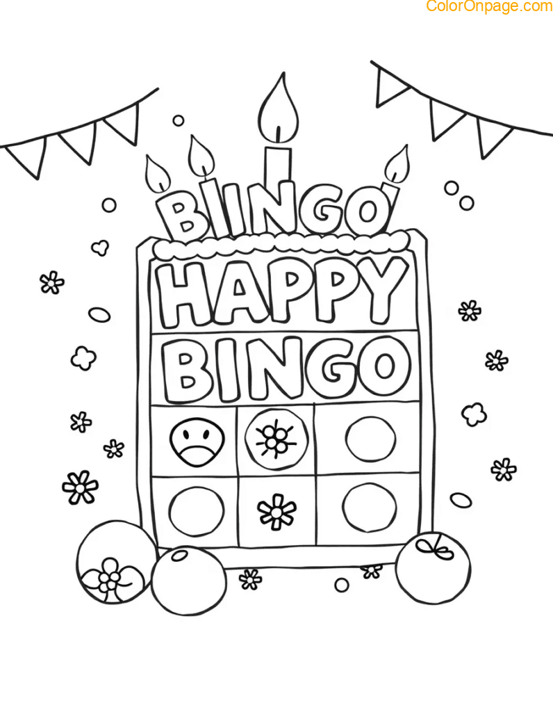 Birthday Bingo Coloring Page