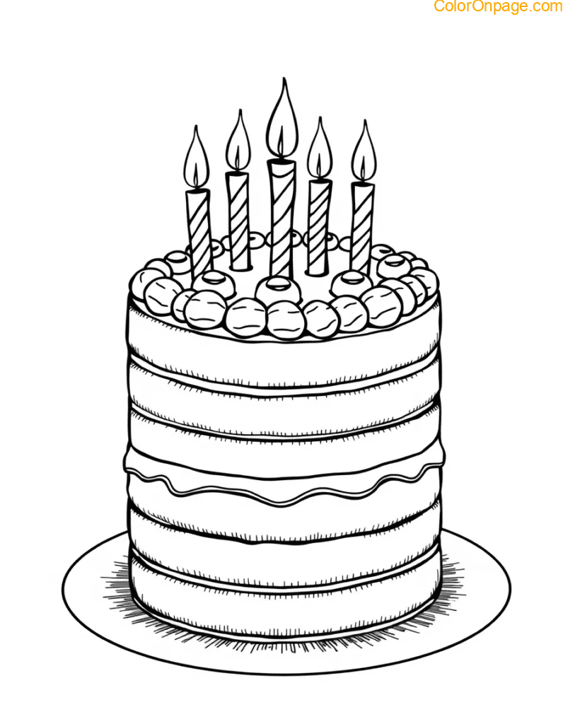 Birthday Cake Coloring Page