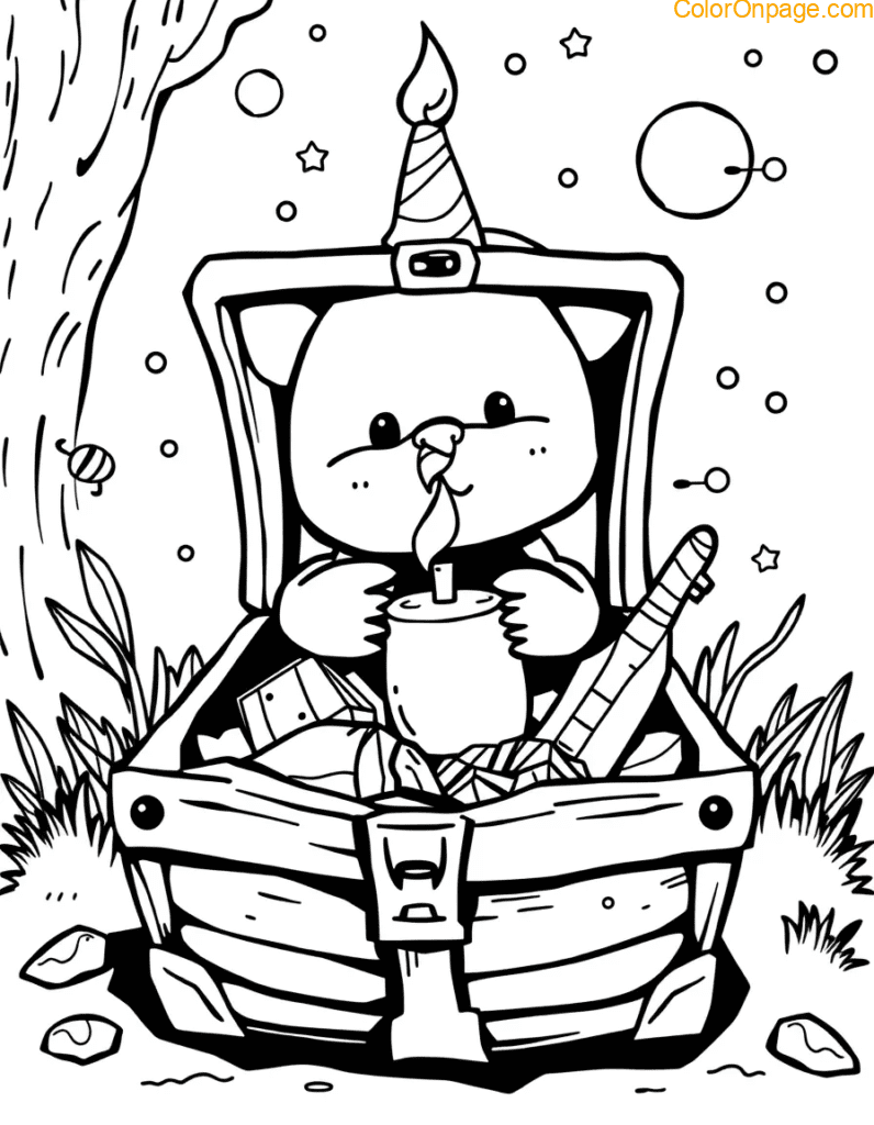 Birthday Treasure Hunt Coloring Page