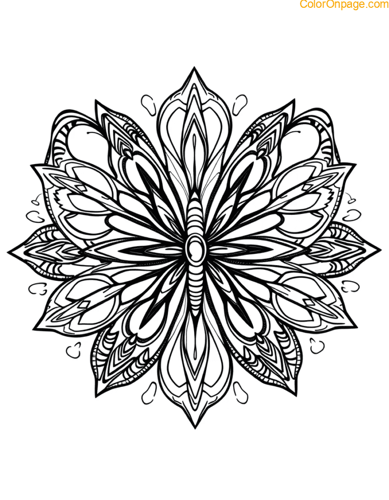 Butterfly Mandala Coloring Page
