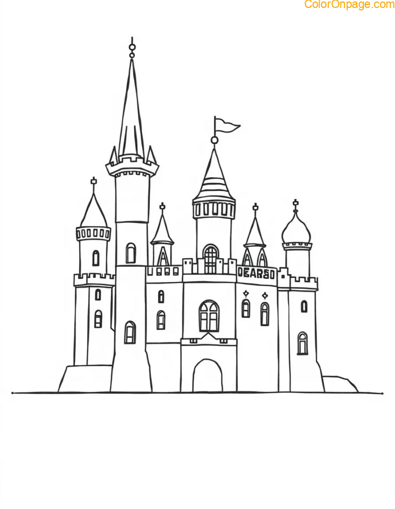 Castle Shape City Coloring Page
