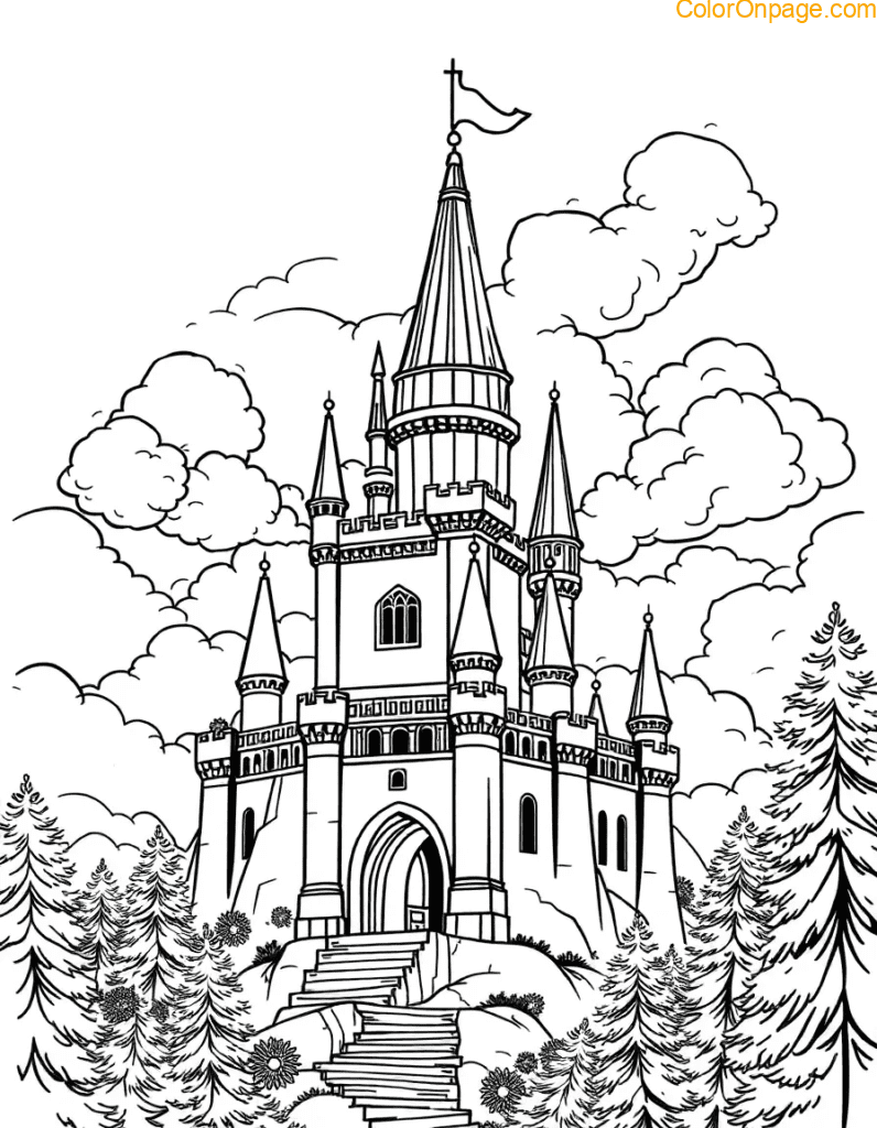 Castle in the Clouds Giant Coloring Page