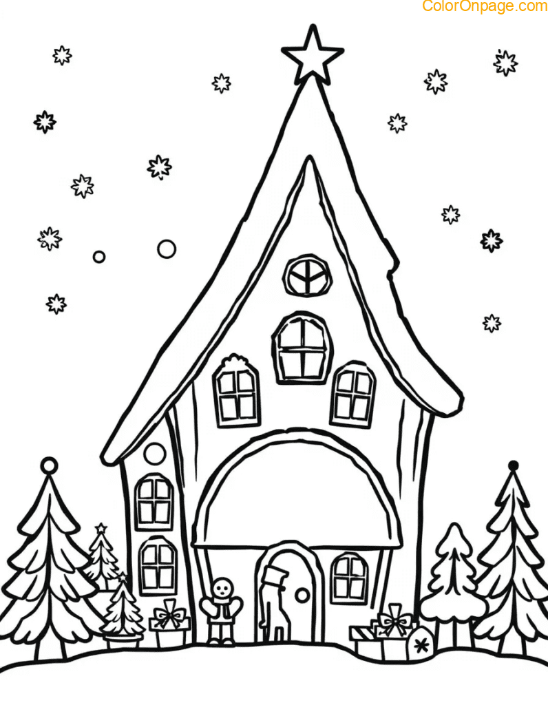 Christmas Shape Village Coloring Page