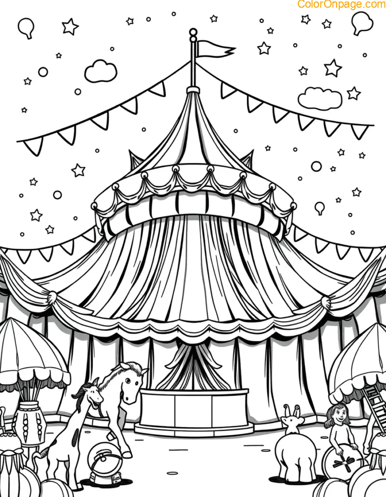 Circus Extravaganza Giant Coloring Page
