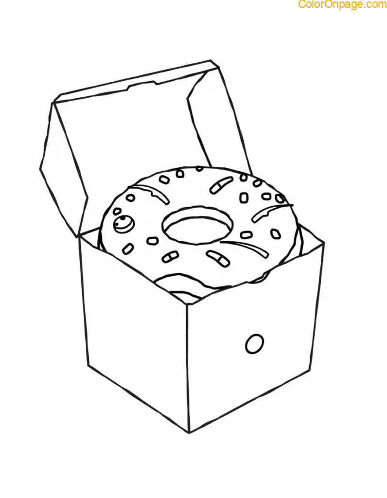 Color-by-Number Donut Box Coloring Page