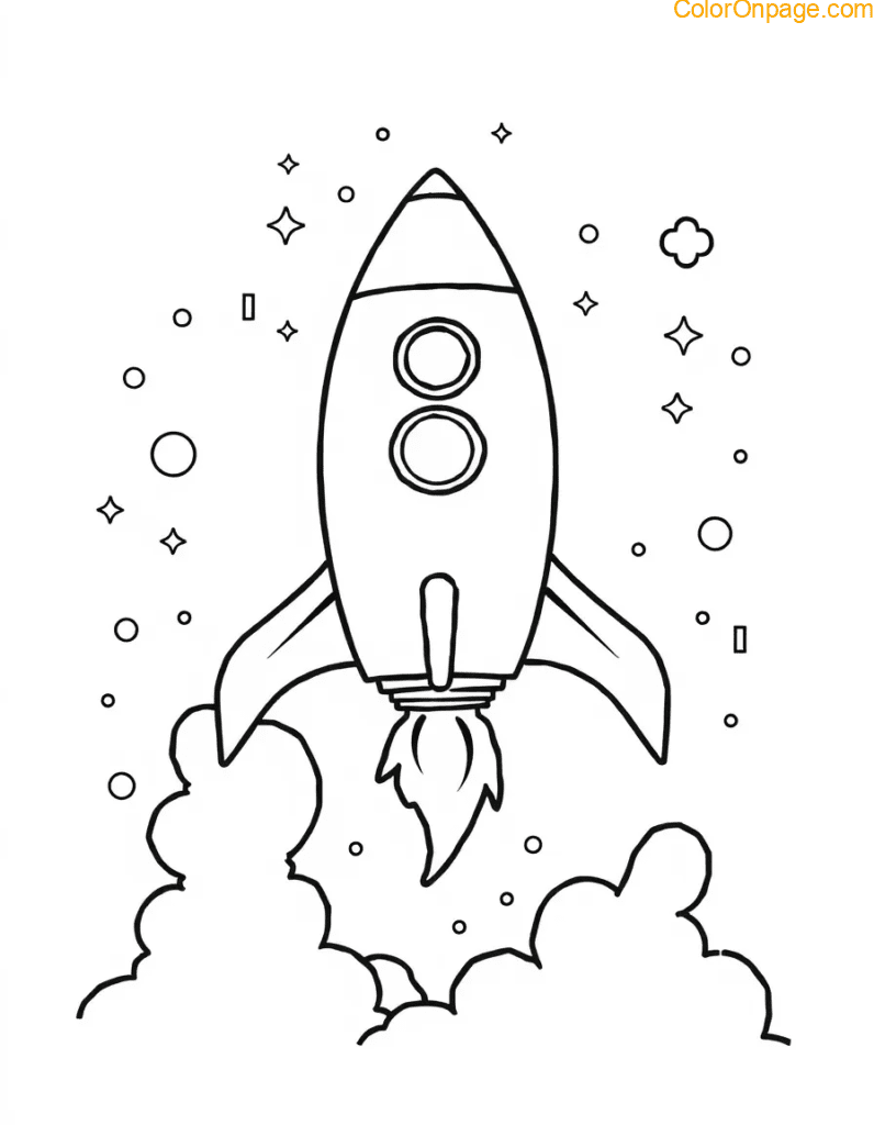 Color by Number Rocket Coloring Page
