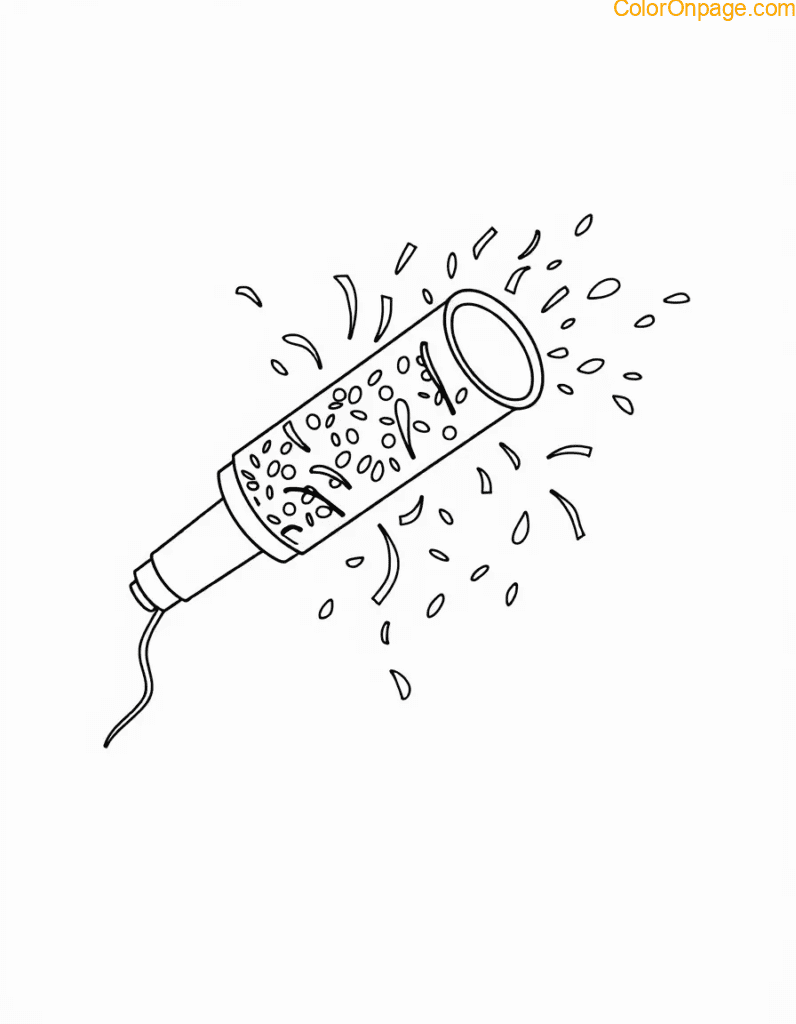 Confetti Cannon Celebration Coloring Page