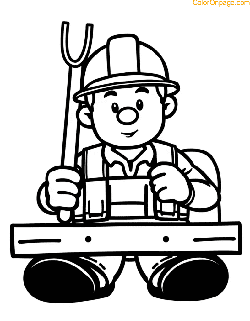 Construction Worker Coloring Page