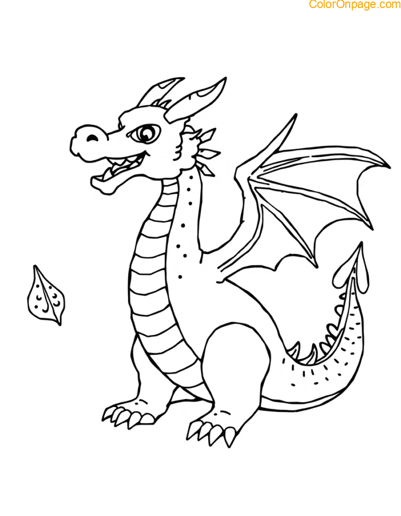 D is for Doodle Dragon Coloring Page