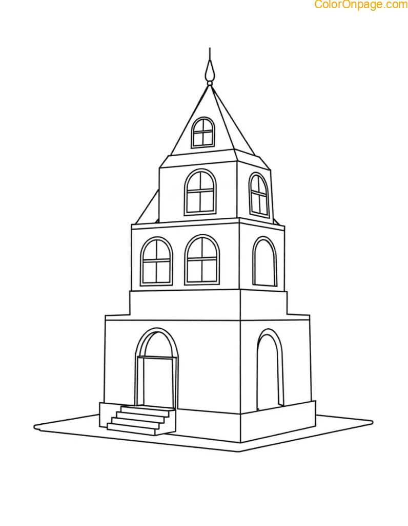 Design Your Own Shape Building Coloring Page