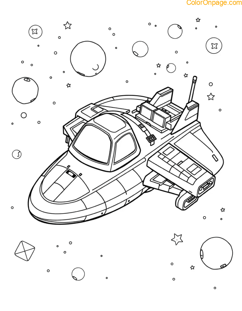 Design Your Own Spaceship Coloring Page