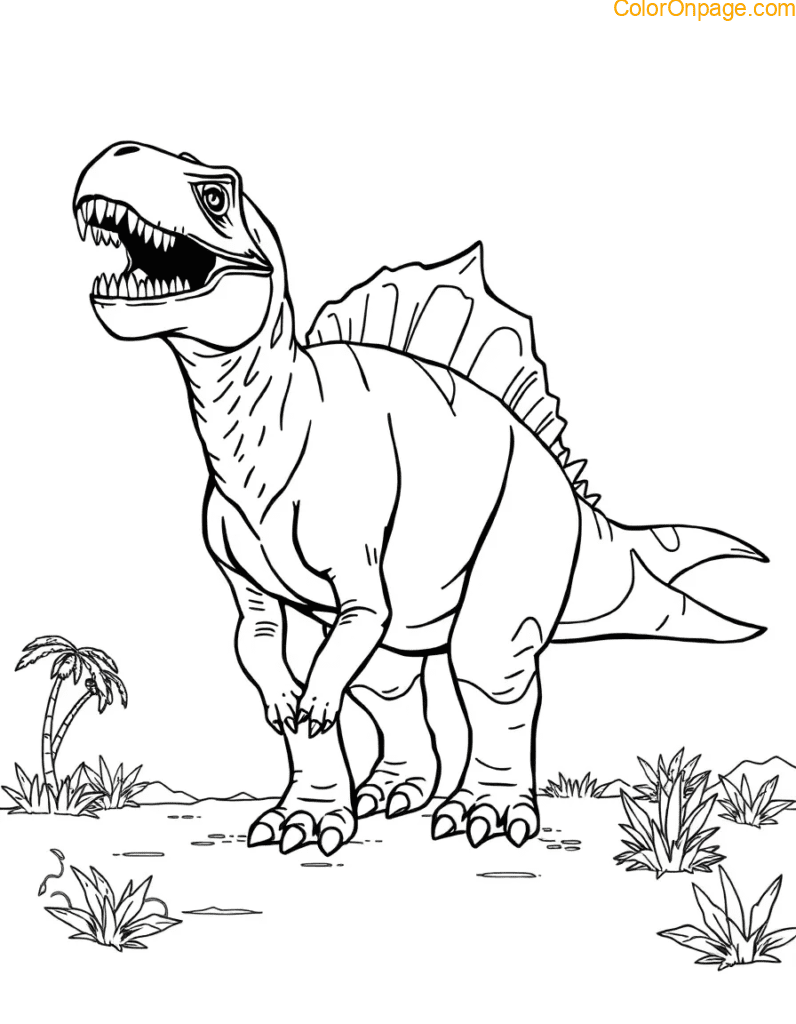 Dinosaur Land Giant Coloring Page
