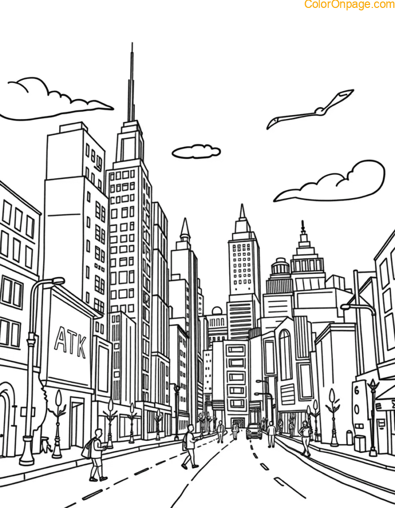 Doodle City Giant Coloring Page