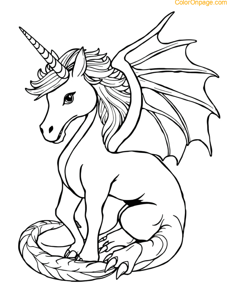 Dragon Unicorn Coloring Page
