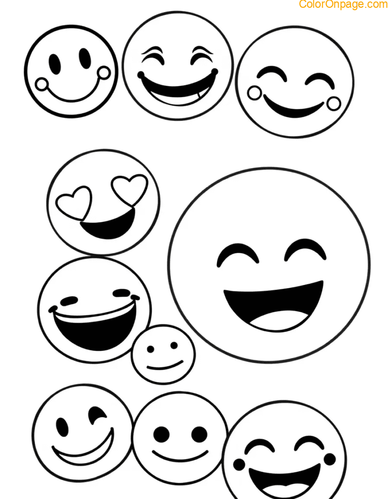 Emoji Mood Patterns Coloring Page